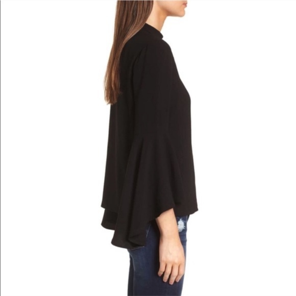 WAYF Ryan Chocker Bell Sleeve Black Top - Picture 3 of 7